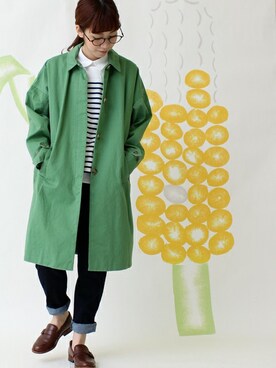 「PAR ICI」｜「アイテム（ステンカラーコート）」を使った、Tさん（レディース・154cm）の春コーディネート