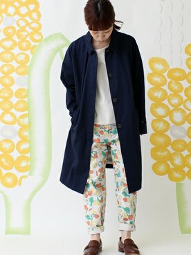 「PAR ICI」｜「アイテム（ステンカラーコート）」を使った、Tさん（レディース・154cm）の春コーディネート