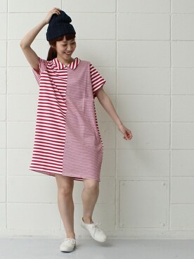 「ボーダーワンピース」｜Tさん（レディース・154cm）の春コーディネート