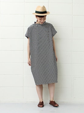 「ボーダーワンピース」｜Tさん（レディース・154cm）の夏コーディネート