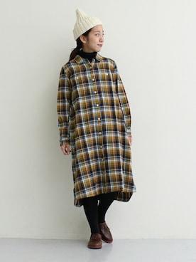 「PAR ICI」｜「アイテム（シャツワンピース）」を使った、Tさん（レディース・154cm）の秋コーディネート