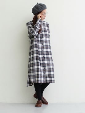 「PAR ICI」｜「アイテム（ハンチング/ベレー帽）」を使った、Tさん（レディース・154cm）の秋コーディネート