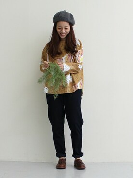 「PAR ICI」｜「アイテム（ハンチング/ベレー帽）」を使った、Tさん（レディース・154cm）の秋コーディネート