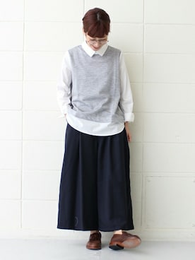 「ウールパンツ」｜Tさん（レディース・154cm）の秋コーディネート