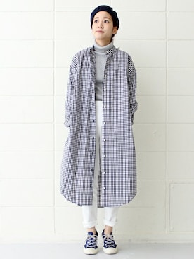 「PAR ICI」｜「アイテム（シャツワンピース）」を使った、Tさん（レディース・154cm）の冬コーディネート