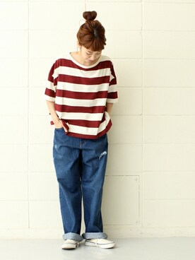 「PAR ICI（パーリッシィ）のアイテム（Tシャツ/カットソー）」を使った、Tさん（レディース・154cm）の夏コーディネート