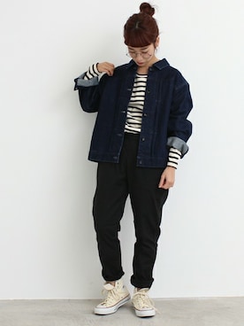 「PAR ICI」｜「アイテム（デニムジャケット）」を使った、Tさん（レディース・154cm）の冬コーディネート
