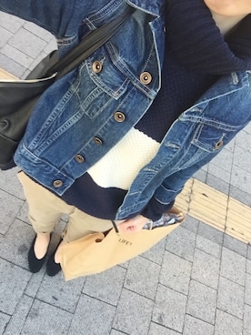 「Johnbull Private labo（ジョンブルプライベートラボ）のアイテム（デニムジャケット）」を使った、aaau‎٭¨̮⑅さん（レディース・158cm）の秋コーディネート