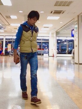 「Pherrow's（フェローズ）のアイテム（ダウンベスト）」を使った、seiさん（メンズ・172cm）の秋コーディネート