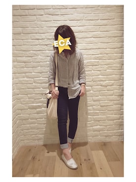 「プレミアムリネンシャツ」｜eca...さん（レディース・157cm）の春コーディネート