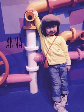 「uu」｜「アイテム（ハンチング/ベレー帽）」を使った、ana...ibu...さん（キッズ・100cm）の冬コーディネート