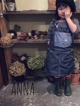 「uu」｜「アイテム（オールインワン・サロペット）」を使った、ana...ibu...さん（キッズ・100cm）の春コーディネート