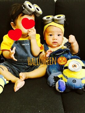 「halloween」｜「アイテム（サロペット/オーバーオール）」を使った、ana...ibu...さん（キッズ・80cm）の秋コーディネート