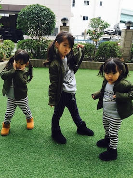「5歳」｜「アイテム（ミリタリージャケット）」を使った、R.S.E.さん（キッズ・90cm）の秋コーディネート