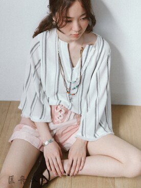 「SCOTCH & SODA（スコッチ アンド ソーダ）のアイテム（カーゴパンツ）」を使った、匡舟本色さん（レディース・162cm）の夏コーディネート