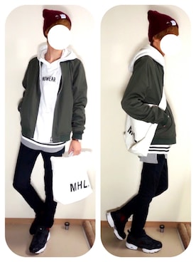 「RAGEBLUE（レイジブルー）の＜トレンドのロング丈＞ワッフルロングカットソー/733404（Tシャツ/カットソー）」を使った、かきぴーさん（メンズ・175cm）の秋コーディネート