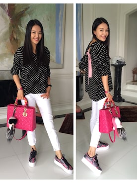 「FENDI（フェンディ）のアイテム（フィギュア）」を使った、Apple Hongさん（レディース・165cm）の秋コーディネート