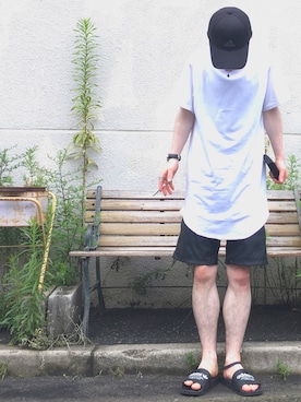 「adidas Originals（アディダスオリジナルス）のアイテム（サンダル）」を使った、S.c.o.さん（メンズ・170cm）の夏コーディネート