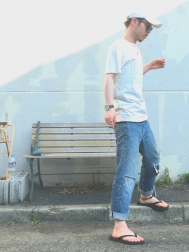 「サタデーズ ニューヨークシティ (Saturdays NYC)」｜「アイテム（サンダル）」を使った、S.c.o.さん（メンズ・170cm）の夏コーディネート