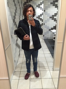 「GU（ジーユー）のアイテム（Down Jacket / Coat、グリーン系）」を使った、KENZさん（メンズ）の冬コーディネート