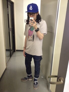 「BLACK&BLUE（ブラックアンドブルー）のアイテム（帽子）」を使った、Kato-Aさん（メンズ・165cm）の春コーディネート