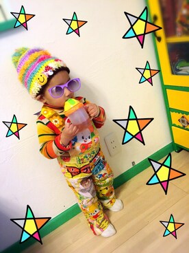 「レトロ」｜「アイテム（オールインワン・サロペット）」を使った、R☆J☆Lさん（キッズ・80cm）の春コーディネート