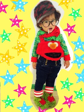 「One deux boo（ワンドゥーブー）のアイテム（財布/小物）」を使った、R☆J☆Lさん（キッズ・90cm）の冬コーディネート