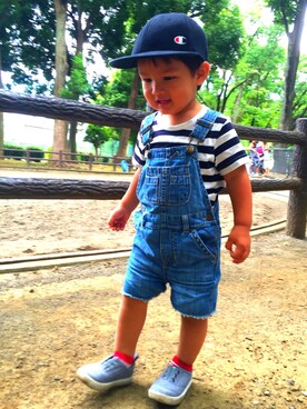 「ドラフトGAP」｜「アイテム（サロペット/オーバーオール）」を使った、Kai☆☆さん（キッズ・90cm）の夏コーディネート