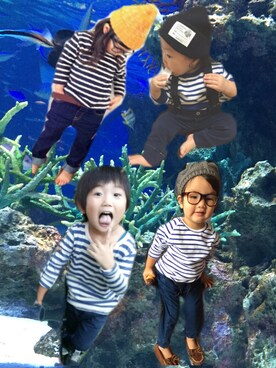 「アイテム（ラッピングキット、レッド系）」を使った、Kai☆☆さん（キッズ・90cm）の秋コーディネート