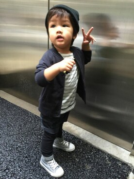 「FLYING TIGERS（フライングタイガー）のアイテム（帽子）」を使った、Kai☆☆さん（キッズ・90cm）の秋コーディネート