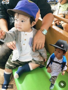 「アイテム（ラッピングキット、グリーン系）」を使った、Kai☆☆さん（キッズ・90cm）の秋コーディネート