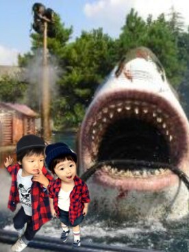 「アイテム（ラッピングキット、レッド系）」を使った、Kai☆☆さん（キッズ・90cm）の秋コーディネート