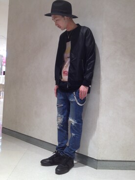 「L.H.P（エルエイチピー）のアイテム（スタジャン）」を使った、Junya Kasugaさん（メンズ・170cm）の春コーディネート