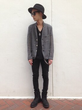 「L.H.P（エルエイチピー）のアイテム（テーラードジャケット）」を使った、Junya Kasugaさん（メンズ・170cm）の春コーディネート