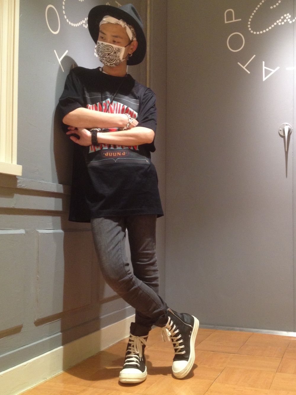 「L.H.PのLHP/エルエイチピー/KaneZ/ケインズ/Peisley　Hair-Band （キャップ、ホワイト系）」を使った、Junya Kasugaさん（メンズ・170cm）の夏コーディネートの1枚目の写真