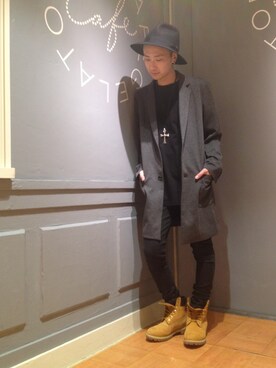 「L.H.P（エルエイチピー）のアイテム（ステンカラーコート）」を使った、Junya Kasugaさん（メンズ・170cm）の夏コーディネート