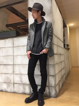 「L.H.P（エルエイチピー）のアイテム（テーラードジャケット）」を使った、Junya Kasugaさん（メンズ・170cm）の秋コーディネート