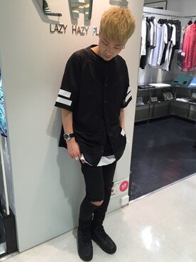 「L.H.P（エルエイチピー）のアイテム（タンクトップ）」を使った、Junya Kasugaさん（メンズ・170cm）の夏コーディネート