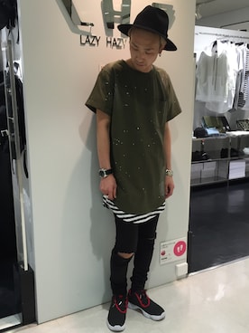 「L.H.P（エルエイチピー）のアイテム（パンツ）」を使った、Junya Kasugaさん（メンズ・170cm）の夏コーディネート