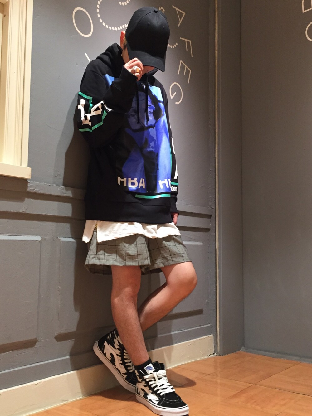 「L.H.Pのアイテム（キャップ、ブラック系）」を使った、Junya Kasugaさん（メンズ・170cm）の夏コーディネートの1枚目の写真