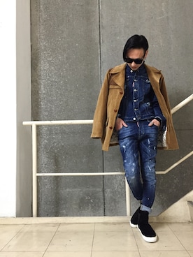 「DSQUARED2（ディースクエアード）のアイテム（ジャケット/アウター）」を使った、Junya Kasugaさん（メンズ・170cm）の冬コーディネート