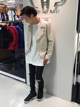 「DANKE SCHON（ダンケシェーン）のアイテム（ライダースジャケット）」を使った、Junya Kasugaさん（メンズ・170cm）の冬コーディネート