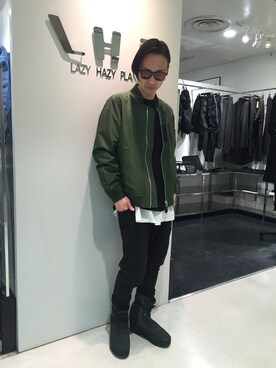 「DANKE SCHON（ダンケシェーン）のアイテム（ブルゾン）」を使った、Junya Kasugaさん（メンズ・170cm）の冬コーディネート