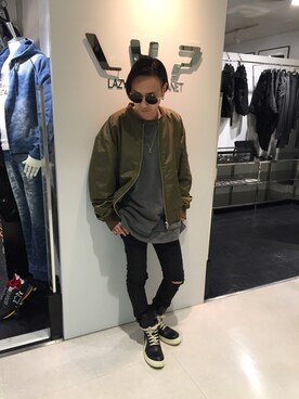 「L.H.P（エルエイチピー）のアイテム（パンツ）」を使った、Junya Kasugaさん（メンズ・170cm）の冬コーディネート