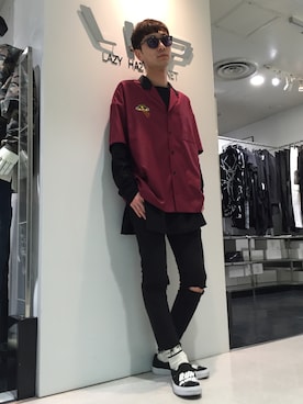 「L.H.P（エルエイチピー）のアイテム（パンツ）」を使った、Junya Kasugaさん（メンズ・170cm）の春コーディネート
