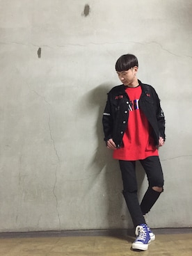 「MISBHV（ミスビヘイブ）のアイテム」を使った、Junya Kasugaさん（メンズ・170cm）の春コーディネート