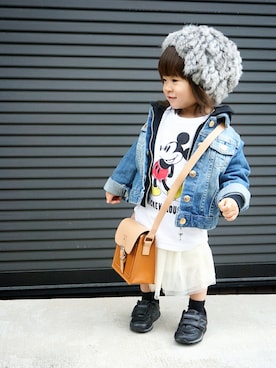 「ROSE BUD MINI（ローズ バッド ミニ）のアイテム」を使った、 Rey さん（キッズ・80cm）の春コーディネート