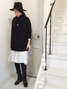 「ARTS & SCIENCE（アーツアンドサイエンス）のアイテム（シャツワンピース）」を使った、aikoさん（レディース・160cm）の冬コーディネート