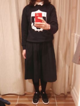 「ひざ丈スカート」｜「アイテム（スウェット）」を使った、𝗒𝗎𝗄𝖺さん（レディース・168cm）の春コーディネート