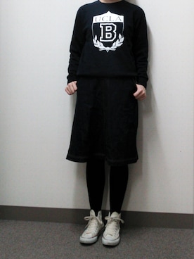 「ひざ丈スカート」｜「アイテム（スウェット）」を使った、𝗒𝗎𝗄𝖺さん（レディース・168cm）の春コーディネート